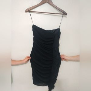 Black Strapless asymmetrical cocktail dress